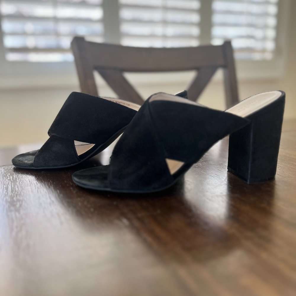 Cole Haan Grand OS - Gabby Black Suede Leather Sandals Heels - Size 10B